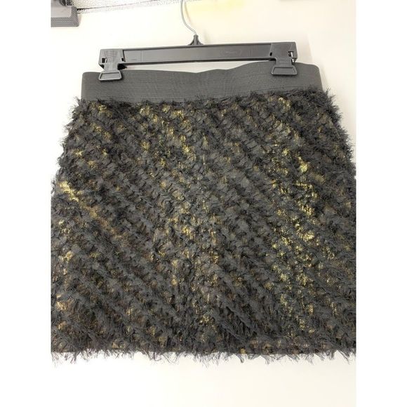 Women’s guess mini skirt medium elastic fringe texture 5602 black - Picture 1 of 6